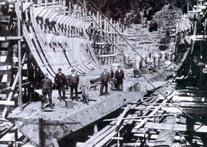 The Ice-Breaking Ferry SS Baikal Partially Framed During Re-Erection in Russia by English Photographer